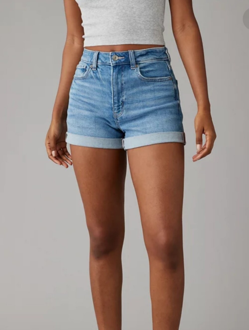 American Eagle Mom Short 14 Blue Denim Stretch Plus Size